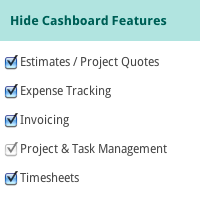 Configuring Cashboard interface sections