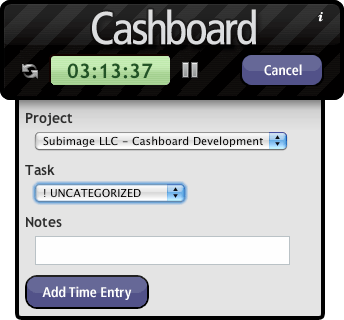 Time tracking desktop widget